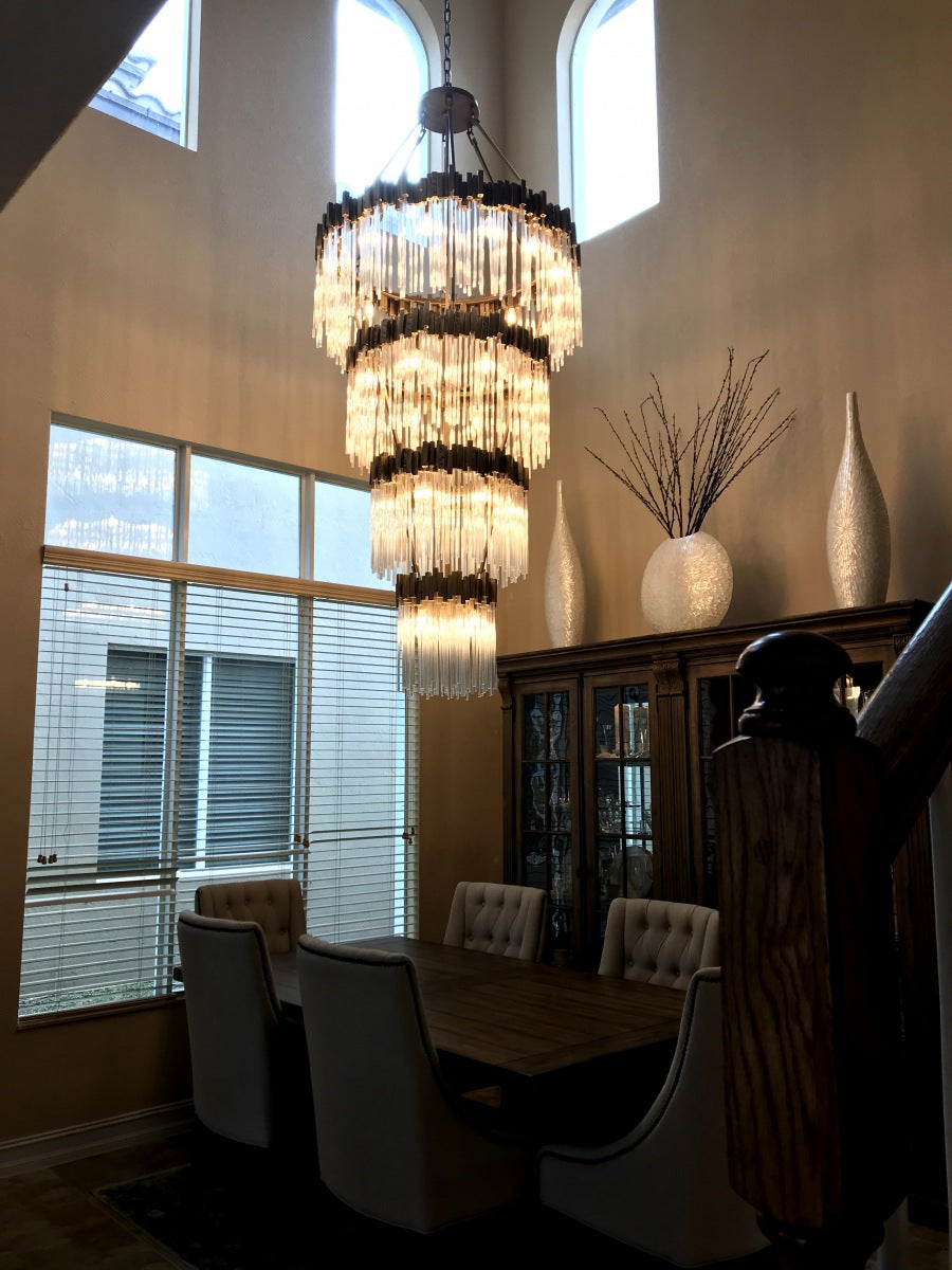 Large Elegant Multi-layers Glam Glass Chandelier for High-ceiling Staircase/Entryway/Living/meeting Room - Richardrider