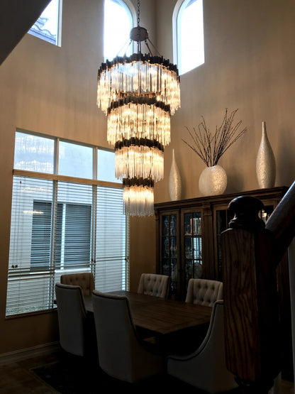 Large Elegant Multi-layers Glam Glass Chandelier for High-ceiling Staircase/Entryway/Living/meeting Room - Richardrider