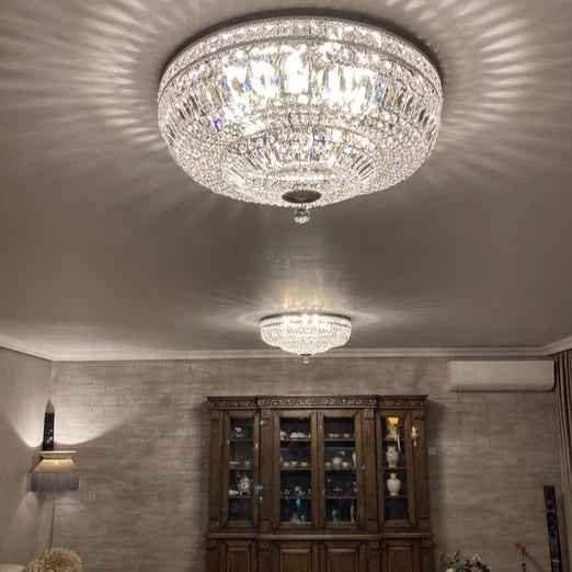 Modern 9/12/15-Light Flush Mount Crystal Chandelier in Gold/Silver Finish
