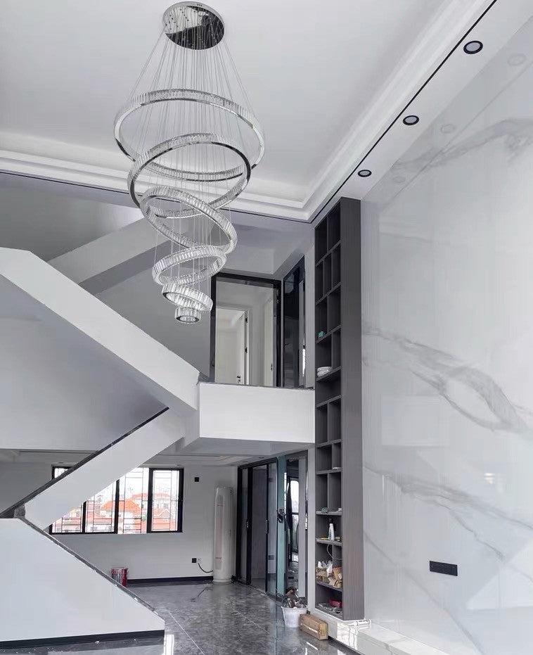 Modern Front Entryway Chandelier 3/4/5/6/7 Rings Crystal Gold/ Chrome Finish Ceiling Lamp - Richardrider
