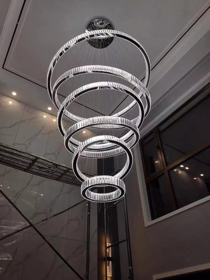 Modern Front Entryway Chandelier 3/4/5/6/7 Rings Crystal Gold/ Chrome Finish Ceiling Lamp - Richardrider