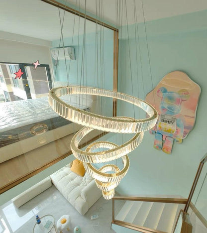 Modern Front Entryway Chandelier 3/4/5/6/7 Rings Crystal Gold/ Chrome Finish Ceiling Lamp - Richardrider
