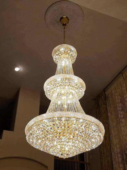 Luxury French Empire Chandelier for Villa Hall Ceiling Three-layers Crystal Light for Hotel Lobby - Richardrider