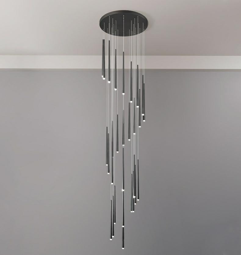 Minimalism Foyer Staircase Chandelier Ceiling Pendant Lighting Fixture For Living Room Entryway In Gold/ Black Finish - Richardrider