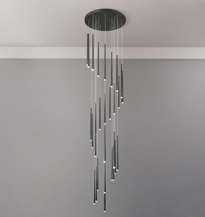Minimalism Foyer Staircase Chandelier Ceiling Pendant Lighting Fixture For Living Room Entryway In Gold/ Black Finish - Richardrider