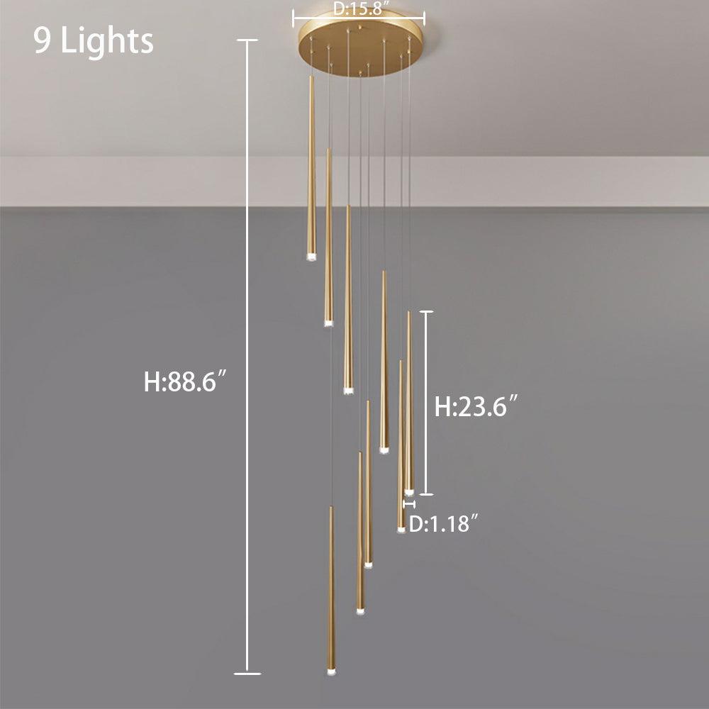 Minimalism Foyer Staircase Chandelier Ceiling Pendant Lighting Fixture For Living Room Entryway In Gold/ Black Finish - Richardrider