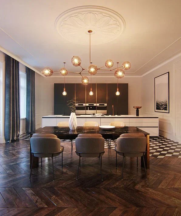 Modern Sputnik Smoky Gray/Amber Glass Branch Chandelier for Kitchen Island/Dining Room - Richardrider