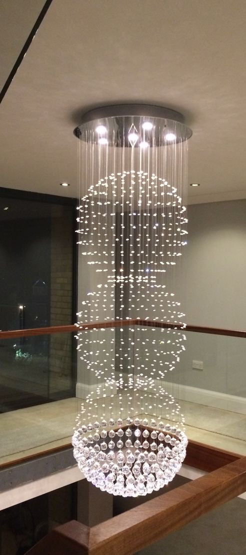 Extra Large Modern Three Balls Ceiling Crystal Chandelier For Staircase/Big-foyer, living room