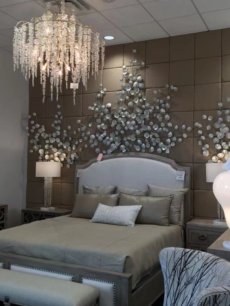 Light Luxury Silver Flower Branch Chandelier with Icicle Details for Bedroom Dining Room and Hallway - Richardrider