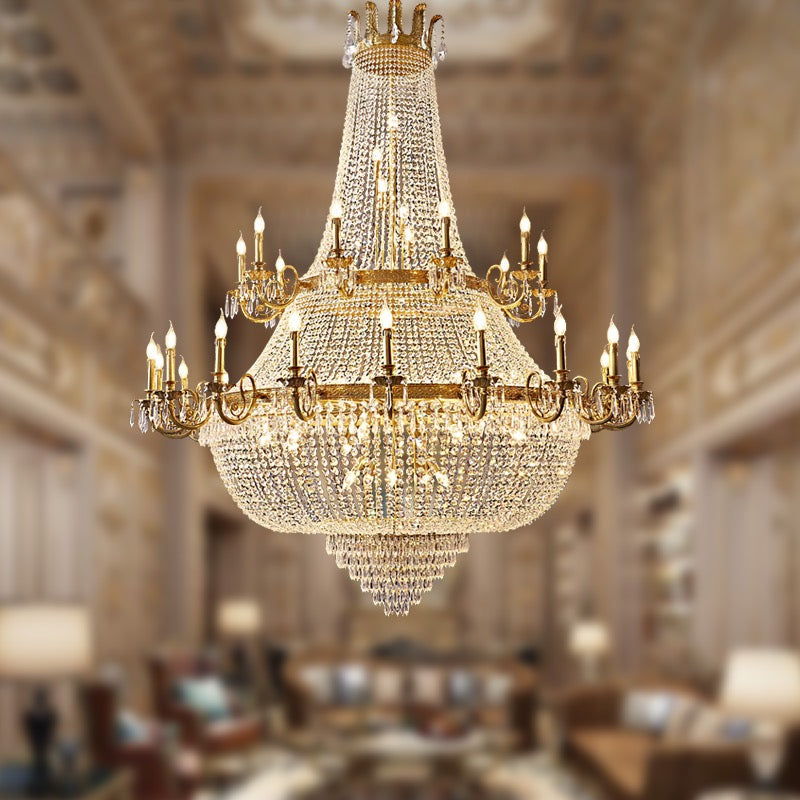 Oversized Luxury Double-layers Golden French Style Crystal Chandelier for Living/Dinning Room/Foyer/Hallway/Staircase - Richardrider