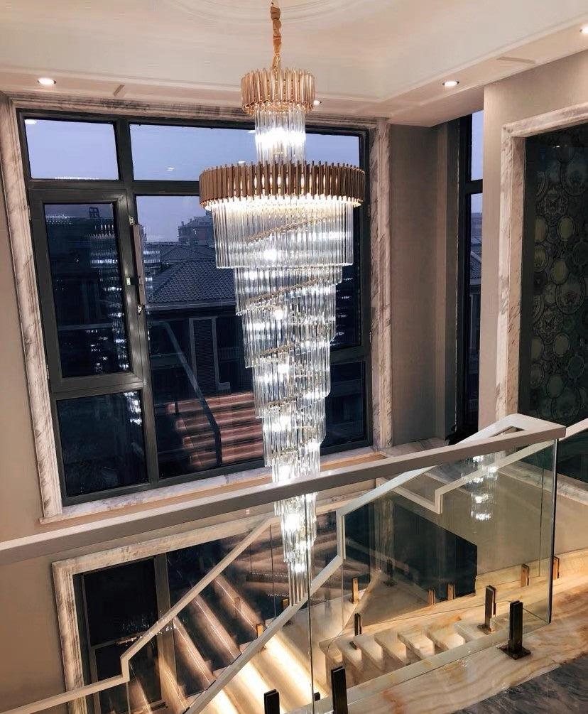 Spiral Crystal Chandelier For Foyer/ Staircase - Richardrider
