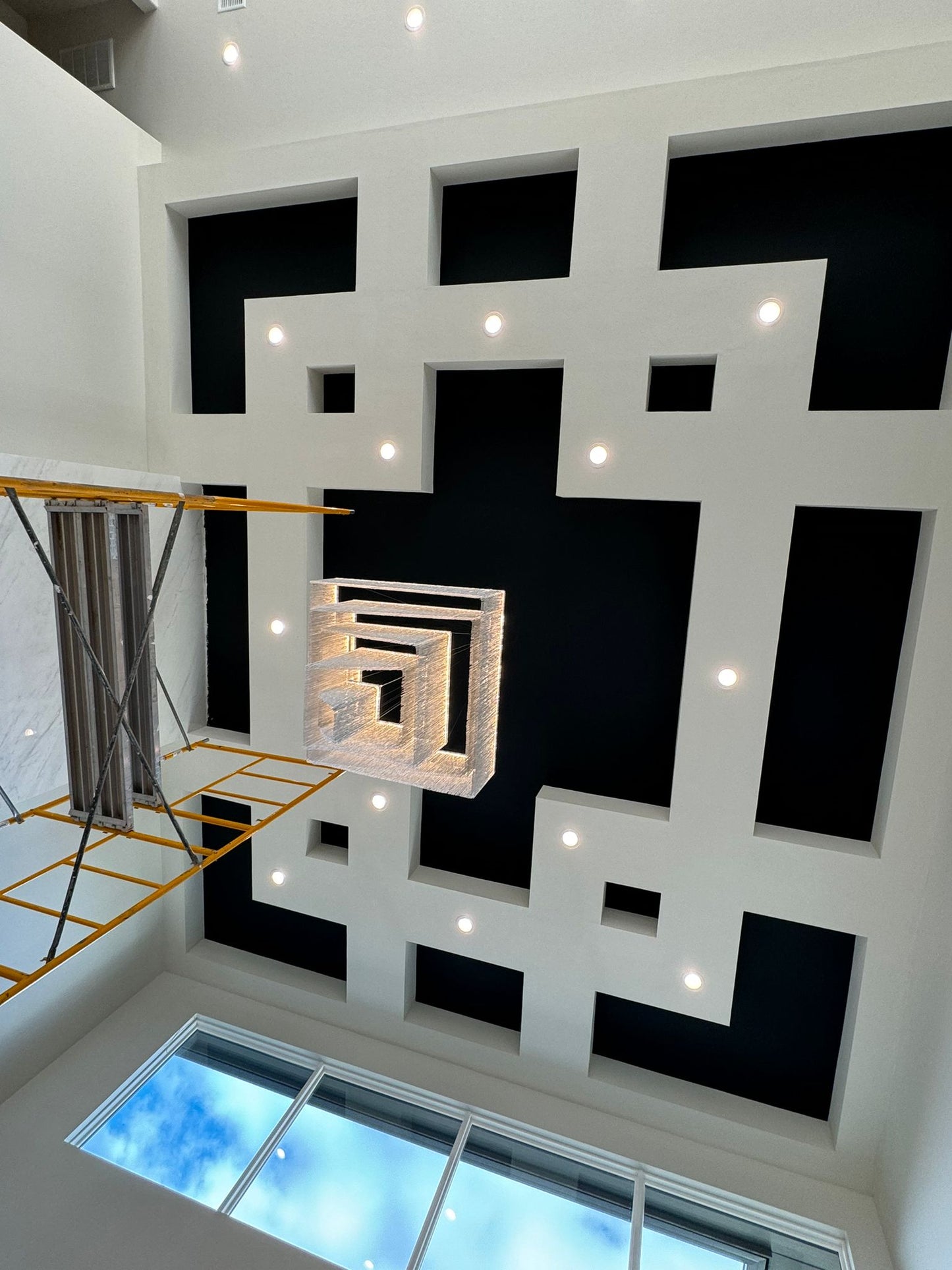 Extra Large Art Multi-tier Aluminum Chain Tassel Chandelier for High-Ceiling Room