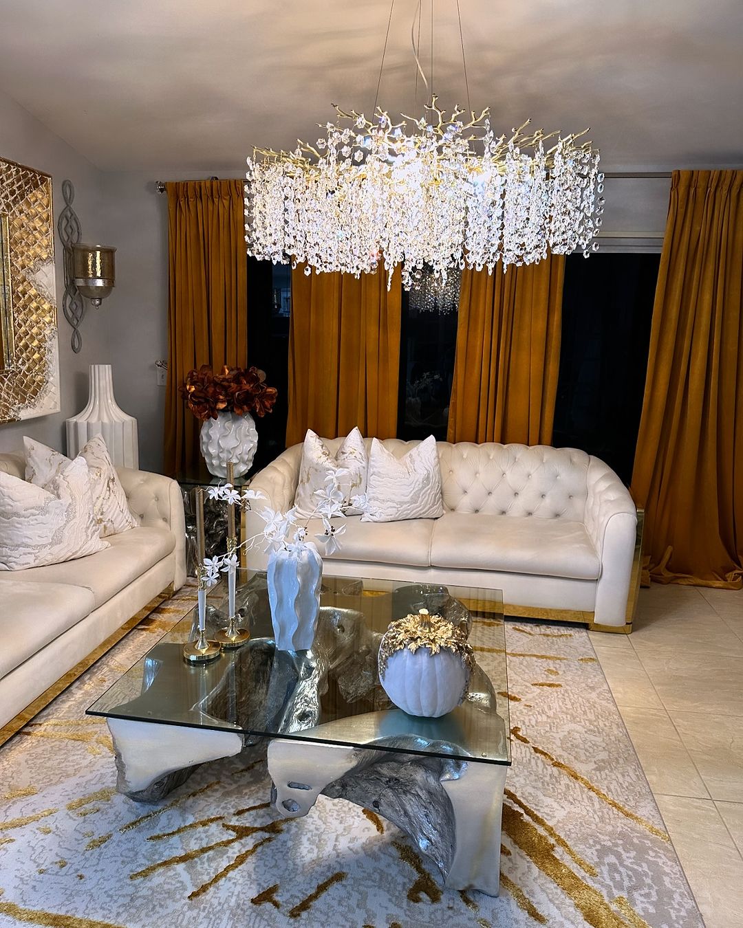 Modern Round/Rectangular Floral Crystal Chandelier for Low-ceiling - Richardrider