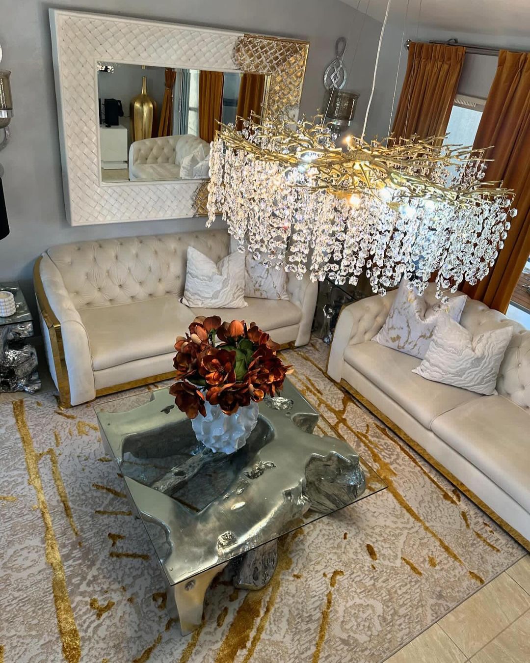Modern Round/Rectangular Floral Crystal Chandelier for Low-ceiling - Richardrider