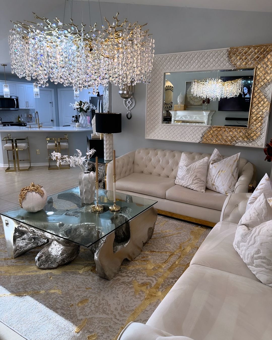 Modern Round/Rectangular Floral Crystal Chandelier for Low-ceiling - Richardrider