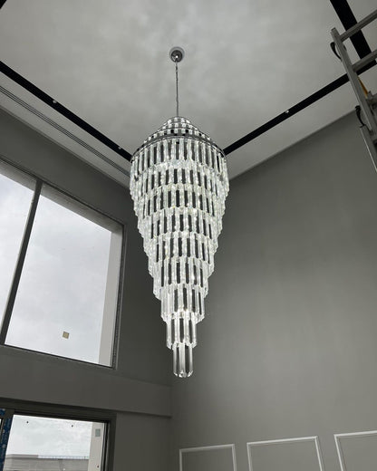 Extra Large Modern Pyramid-shape Crystal Chandelier for High-ceiling - Richardrider