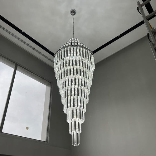 Extra Large Modern Pyramid-shape Crystal Chandelier for High-ceiling - Richardrider