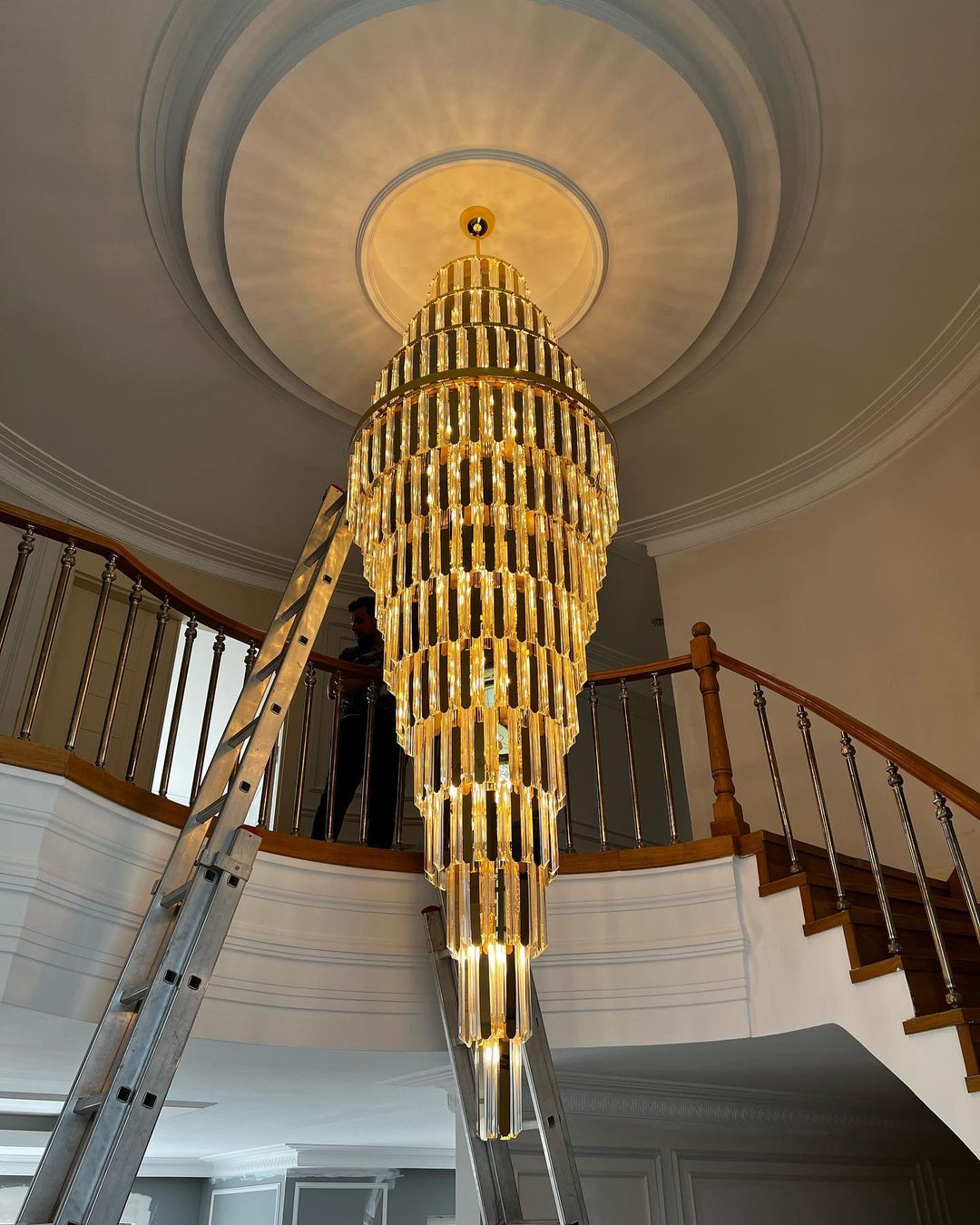 Extra Large Modern Pyramid-shape Crystal Chandelier for High-ceiling - Richardrider