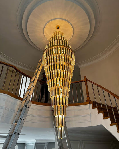Extra Large Modern Pyramid-shape Crystal Chandelier for High-ceiling - Richardrider