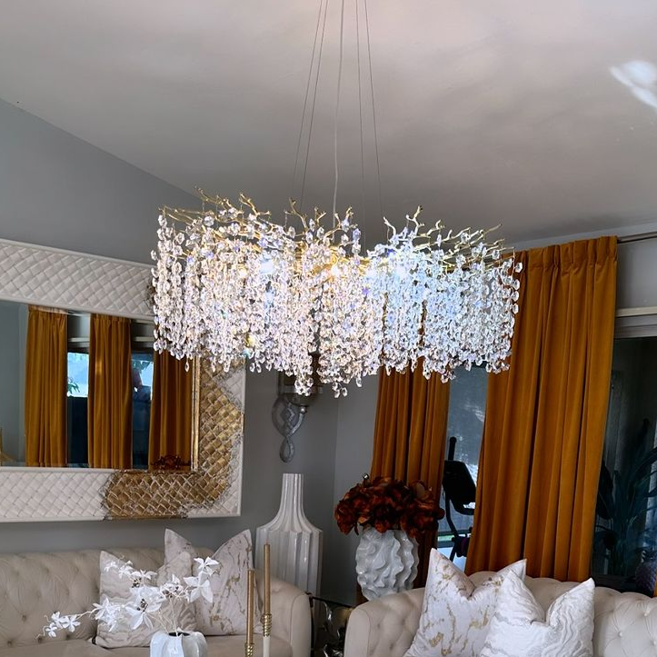 Modern Round/Rectangular Floral Crystal Chandelier for Low-ceiling - Richardrider