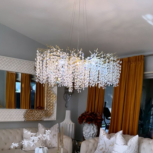 Modern Round/Rectangular Floral Crystal Chandelier for Low-ceiling - Richardrider