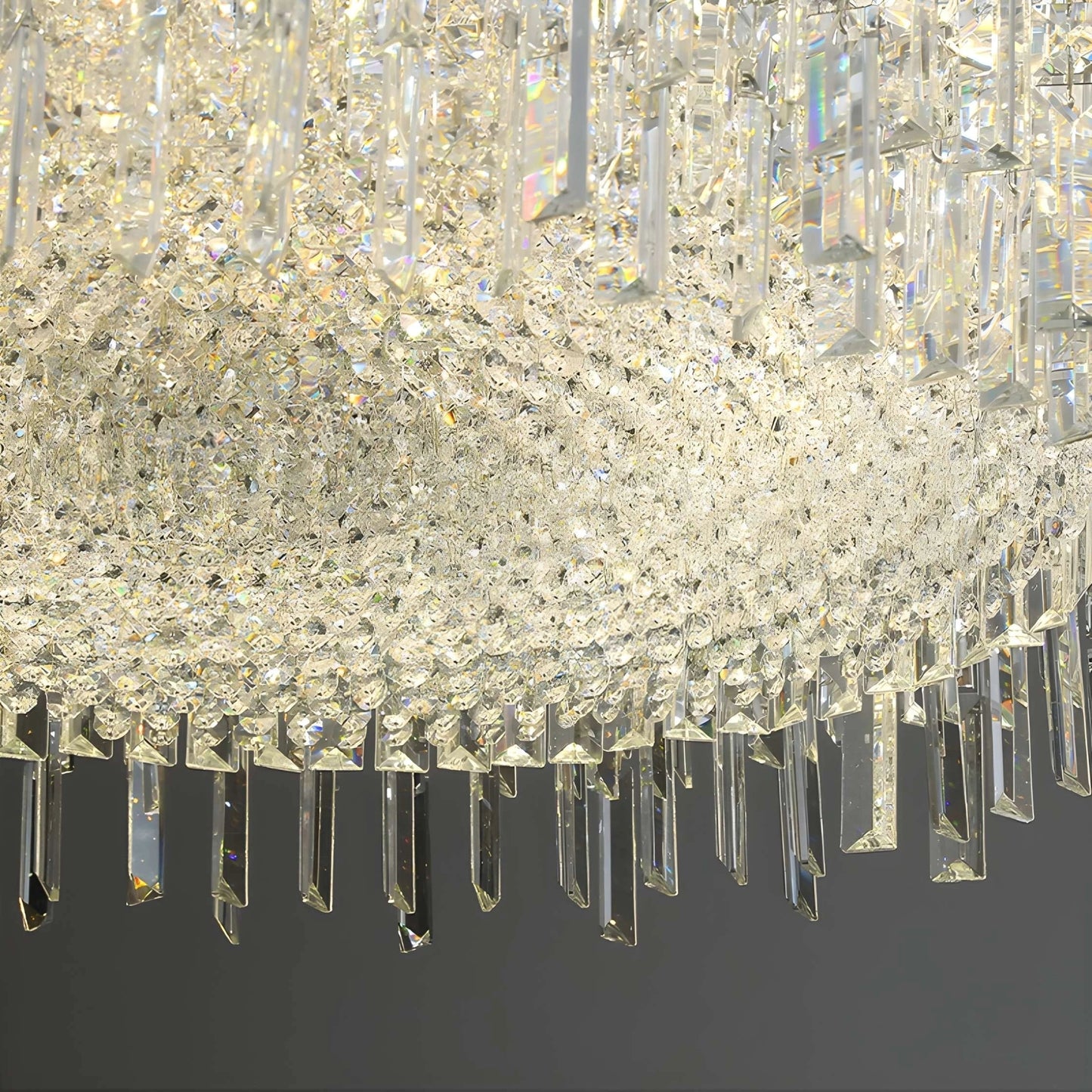 Chrome Silver Stylish Round Crystal Chandelier Modern Ceiling Pendant Light For Living Room/ Bedroom