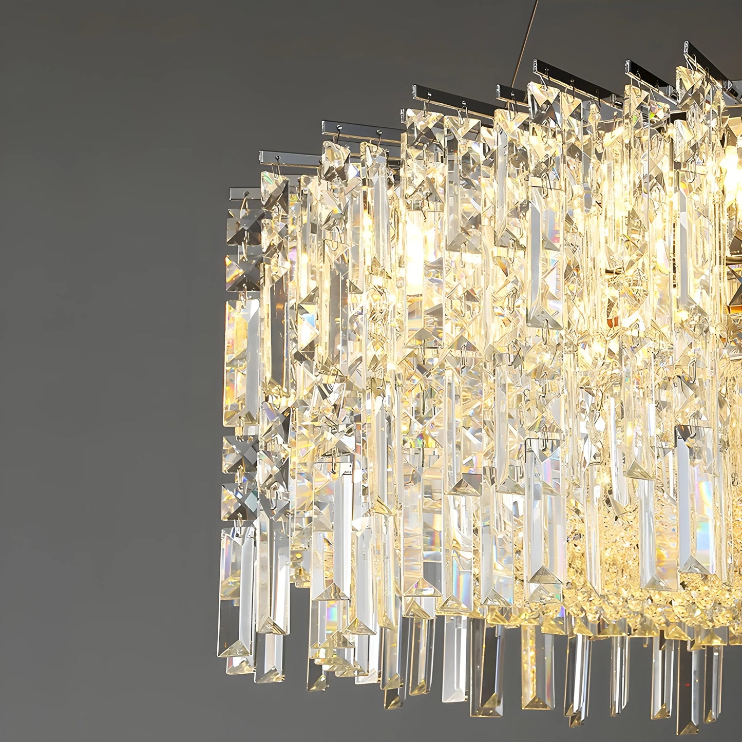Chrome Silver Stylish Round Crystal Chandelier Modern Ceiling Pendant Light For Living Room/ Bedroom