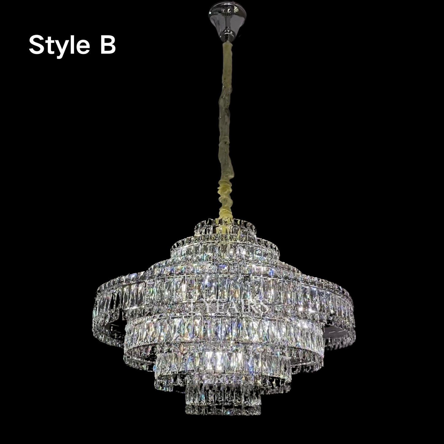 Delicate Light Luxury Multi-layers Silver Round Crystal Chandelier For Living/Dining Room/Bedroom/Cloakroom