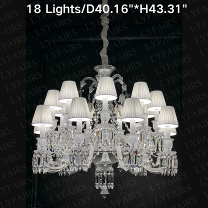 Light Luxury Classic Short Version Tiered Candle Light Crystal Chandelier for High-ceiling Rooms/Living Room
