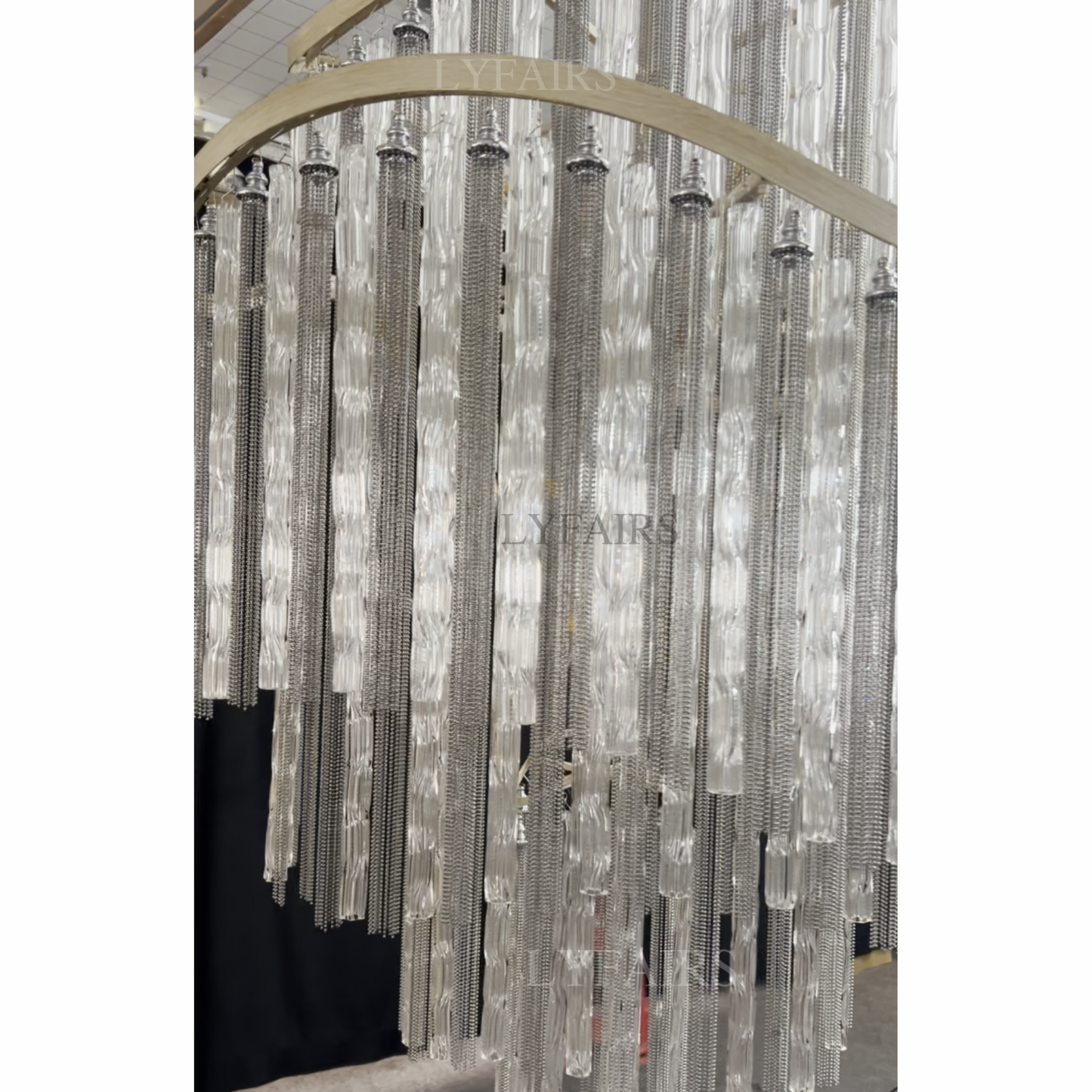 Huge Post-modern Hollow Glass Tube Tassel Chandelier for Living Room/Foyer/Villa/Stairs