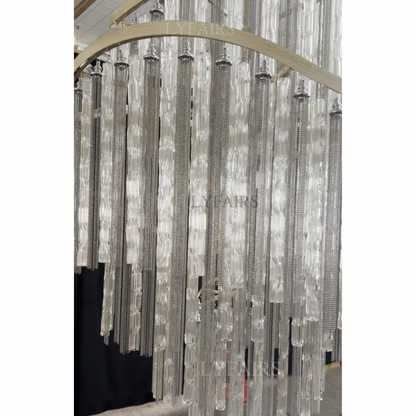 Huge Post-modern Hollow Glass Tube Tassel Chandelier for Living Room/Foyer/Villa/Stairs