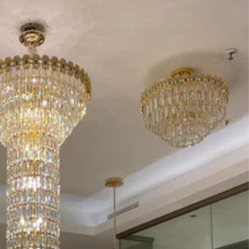 Luxury Conical Crystal Chandelier for Low-ceiling