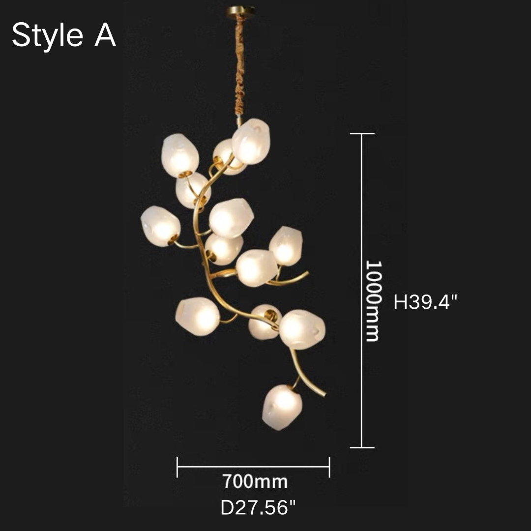 Artistic Glass Lampshade Chandelier with Branches Design for High Ceilings - Richardrider