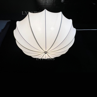 Vintage Cream White Fabric Lampshade Chandelier for Bedroom/Living Room