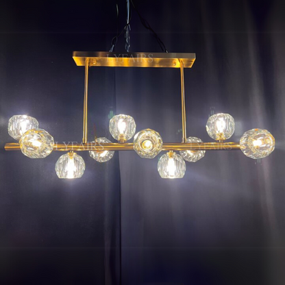 Luxury Pure Copper Chandelier K9 Crystal Dining Room Chandelier Modern Gold Ceiling Fixture Popular Molecular Bar Lights