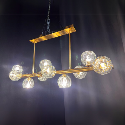 Luxury Pure Copper Chandelier K9 Crystal Dining Room Chandelier Modern Gold Ceiling Fixture Popular Molecular Bar Lights