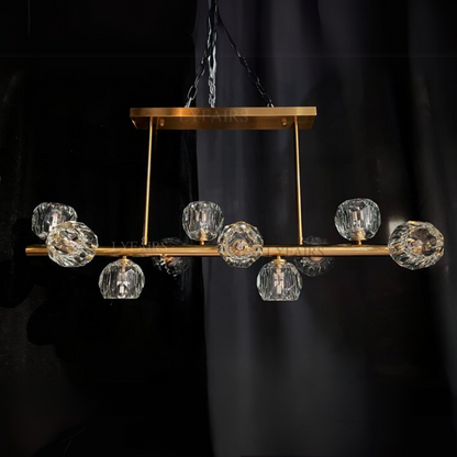 Luxury Pure Copper Chandelier K9 Crystal Dining Room Chandelier Modern Gold Ceiling Fixture Popular Molecular Bar Lights