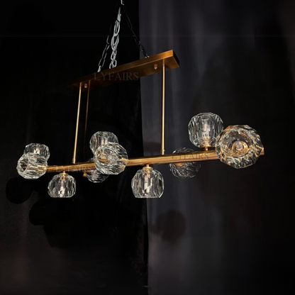 Luxury Pure Copper Chandelier K9 Crystal Dining Room Chandelier Modern Gold Ceiling Fixture Popular Molecular Bar Lights