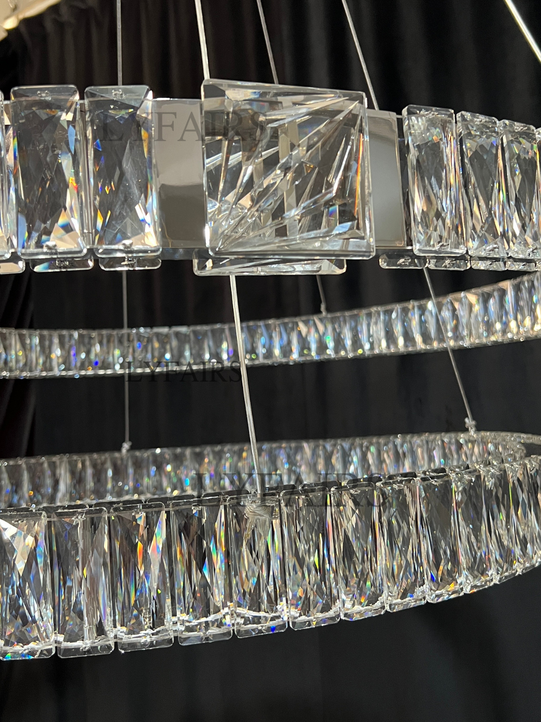 Modern Light Luxury Crystal Belt Ring Pendant Chandelier Suit for Living/Dining Room/ Bedroom
