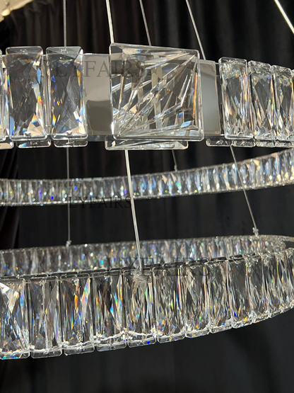 Modern Light Luxury Crystal Belt Ring Pendant Chandelier Suit for Living/Dining Room/ Bedroom