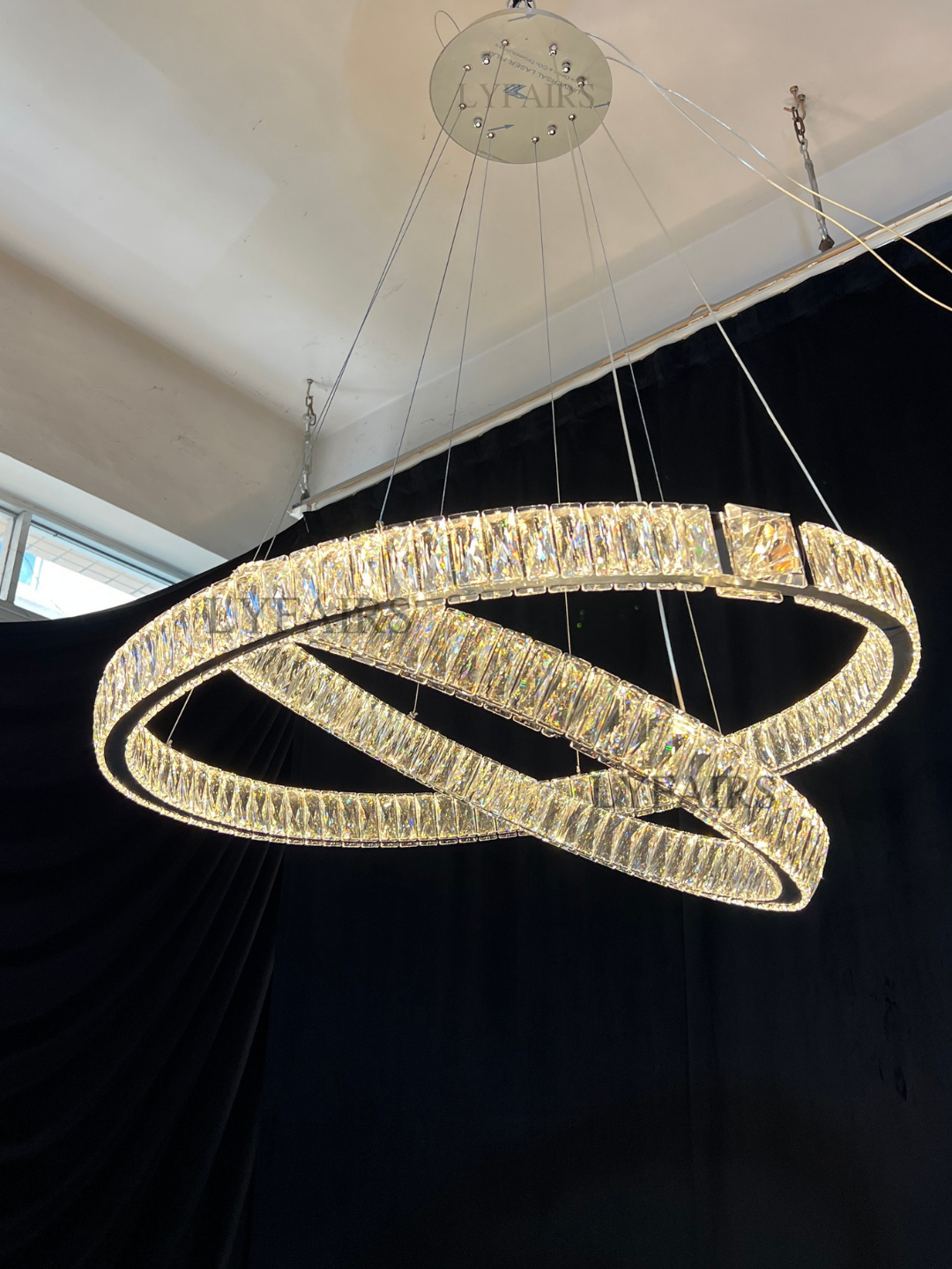 Modern Light Luxury Crystal Belt Ring Pendant Chandelier Suit for Living/Dining Room/ Bedroom