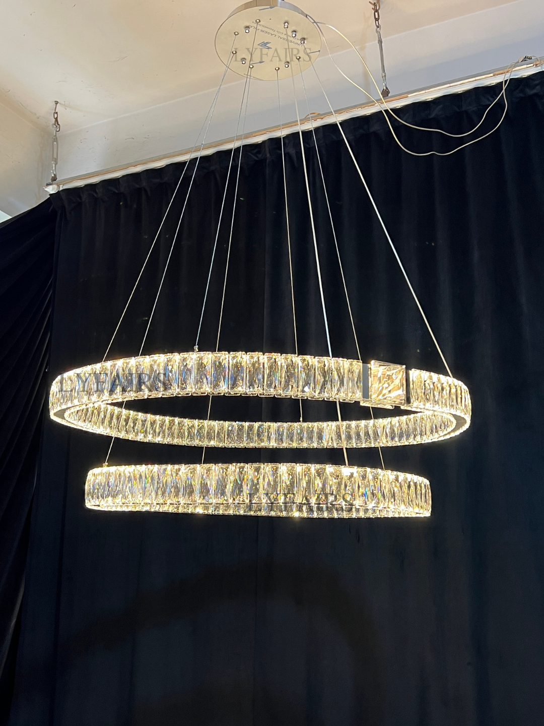 Modern Light Luxury Crystal Belt Ring Pendant Chandelier Suit for Living/Dining Room/ Bedroom