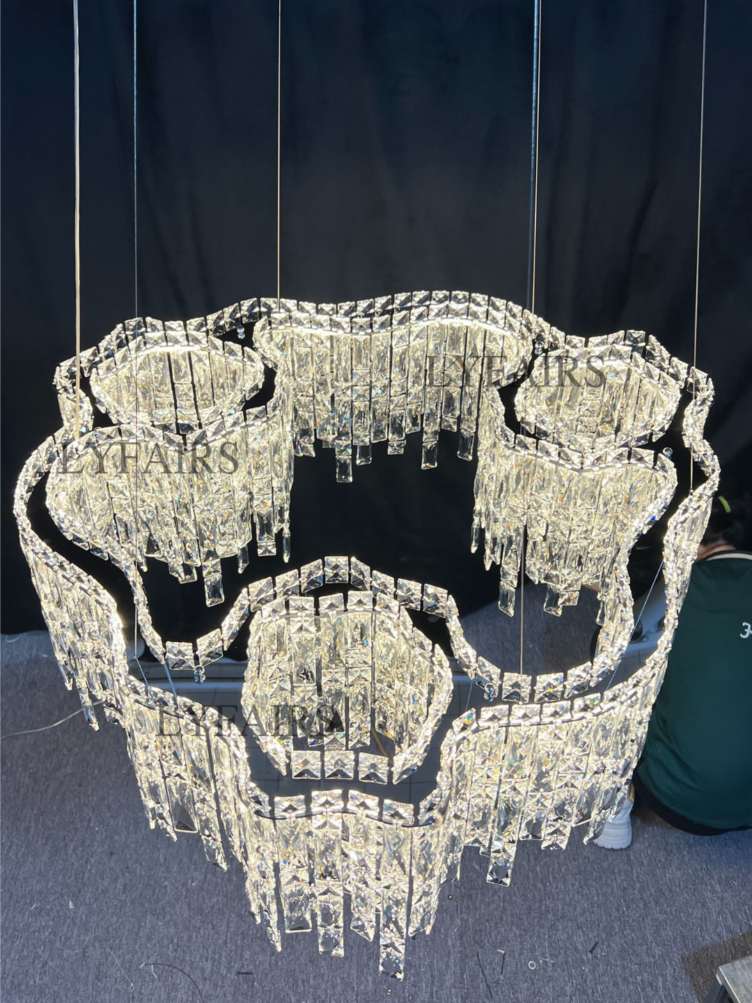Modern Luxury Irregular Round/Oval Crystal Chandelier Set For Bedroom/Living Room/Dining Room