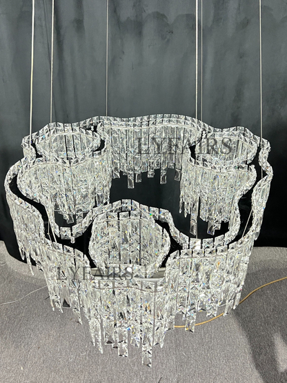 Modern Luxury Irregular Round/Oval Crystal Chandelier Set For Bedroom/Living Room/Dining Room