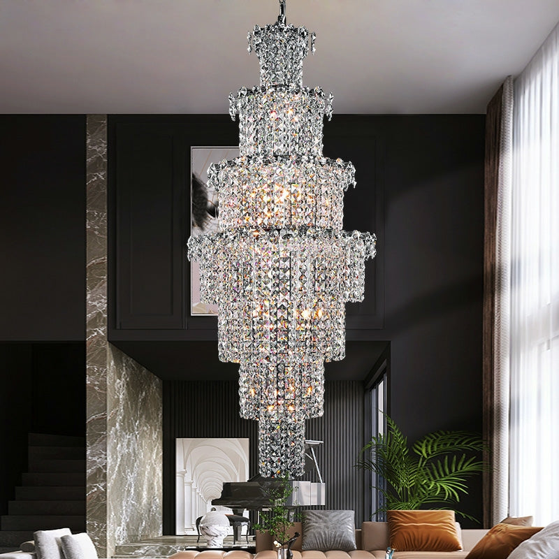 Large Multi-pieces Crystal Chandelier Stylish Ceiling Light Fixture For Foyer Living Room Staircase - Richardrider