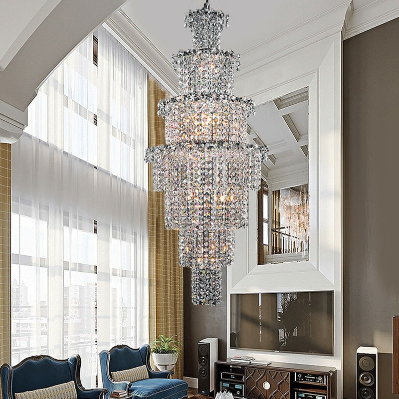 Large Multi-pieces Crystal Chandelier Stylish Ceiling Light Fixture For Foyer Living Room Staircase - Richardrider