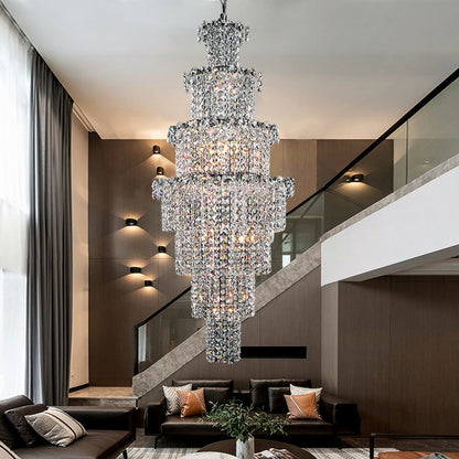 Large Multi-pieces Crystal Chandelier Stylish Ceiling Light Fixture For Foyer Living Room Staircase - Richardrider