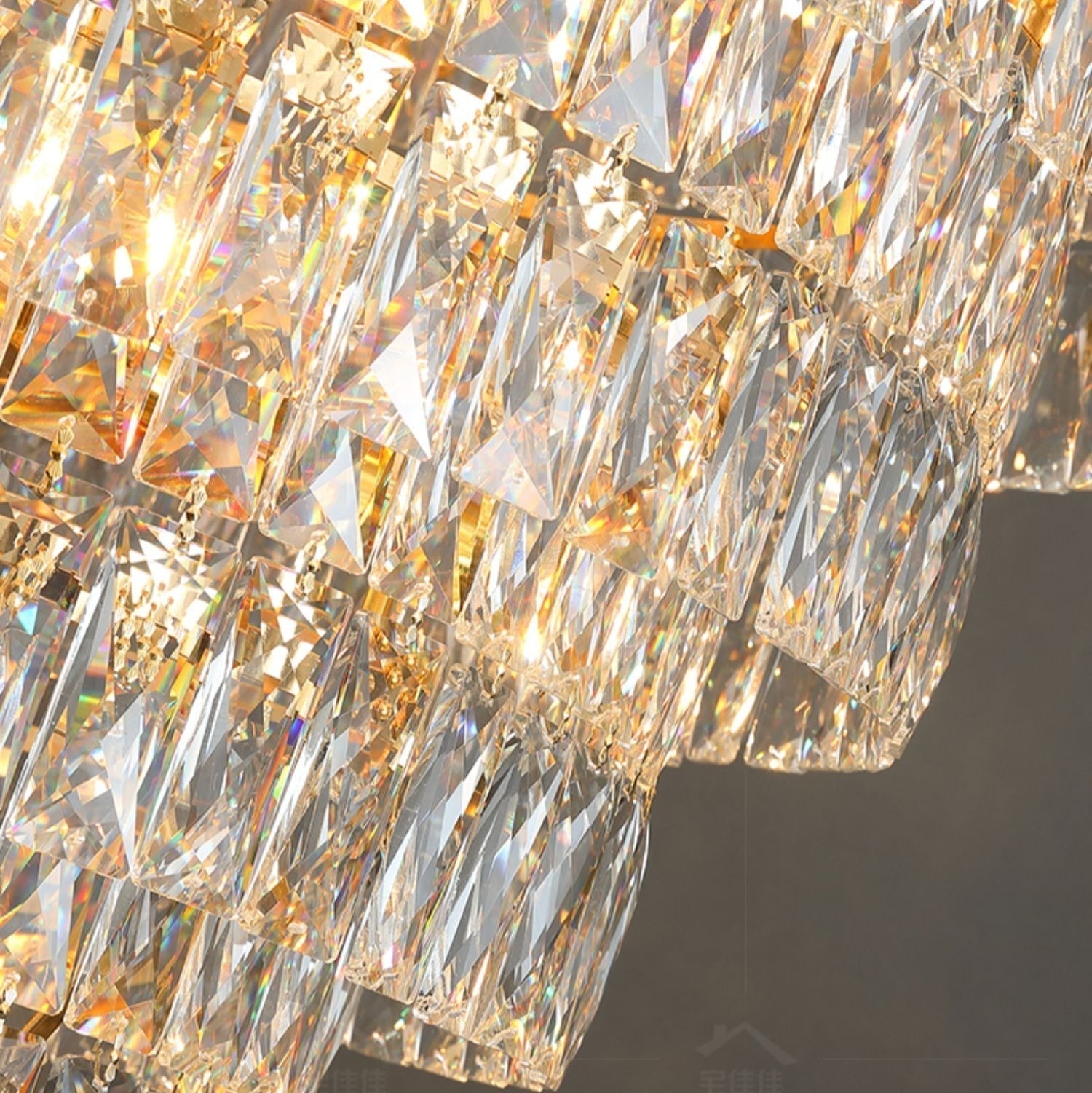 Large Staircase Crystal Chandelier Living Room Ceiling Light Fixture For Hotel Entrance In Gold Finish - Richardrider