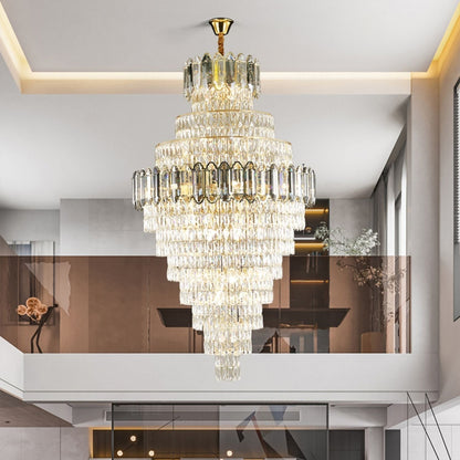 Large Staircase Crystal Chandelier Living Room Ceiling Light Fixture For Hotel Entrance In Gold Finish - Richardrider