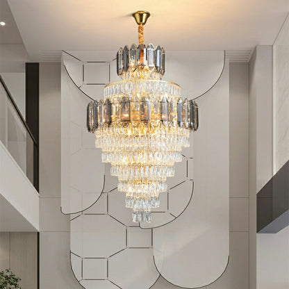 Large Staircase Crystal Chandelier Living Room Ceiling Light Fixture For Hotel Entrance In Gold Finish - Richardrider
